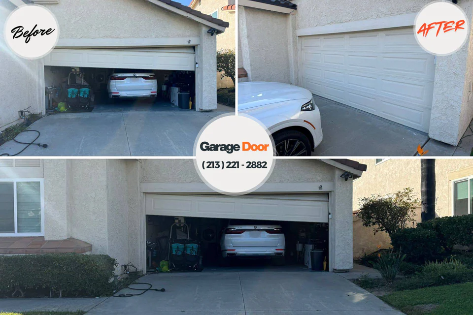 Before and after: garage door spring repair Wolfe City, TX